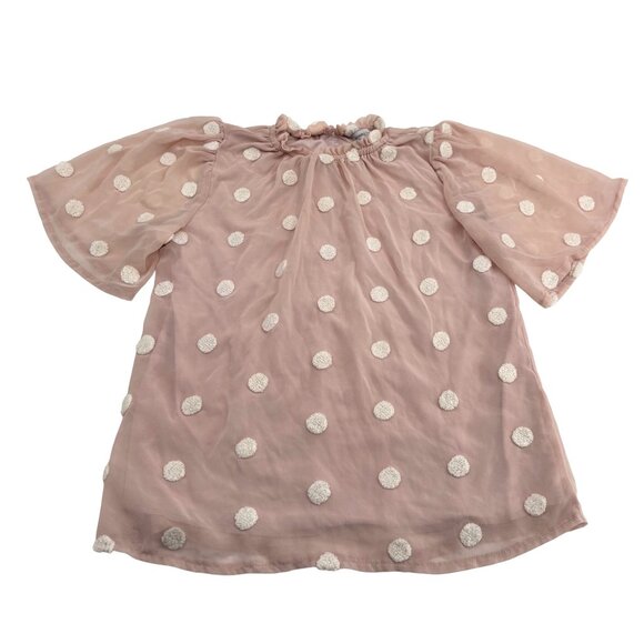 Yuni Yuni Los Angeles Womens beige Polka Dot Sheer Top M - Picture 1 of 6